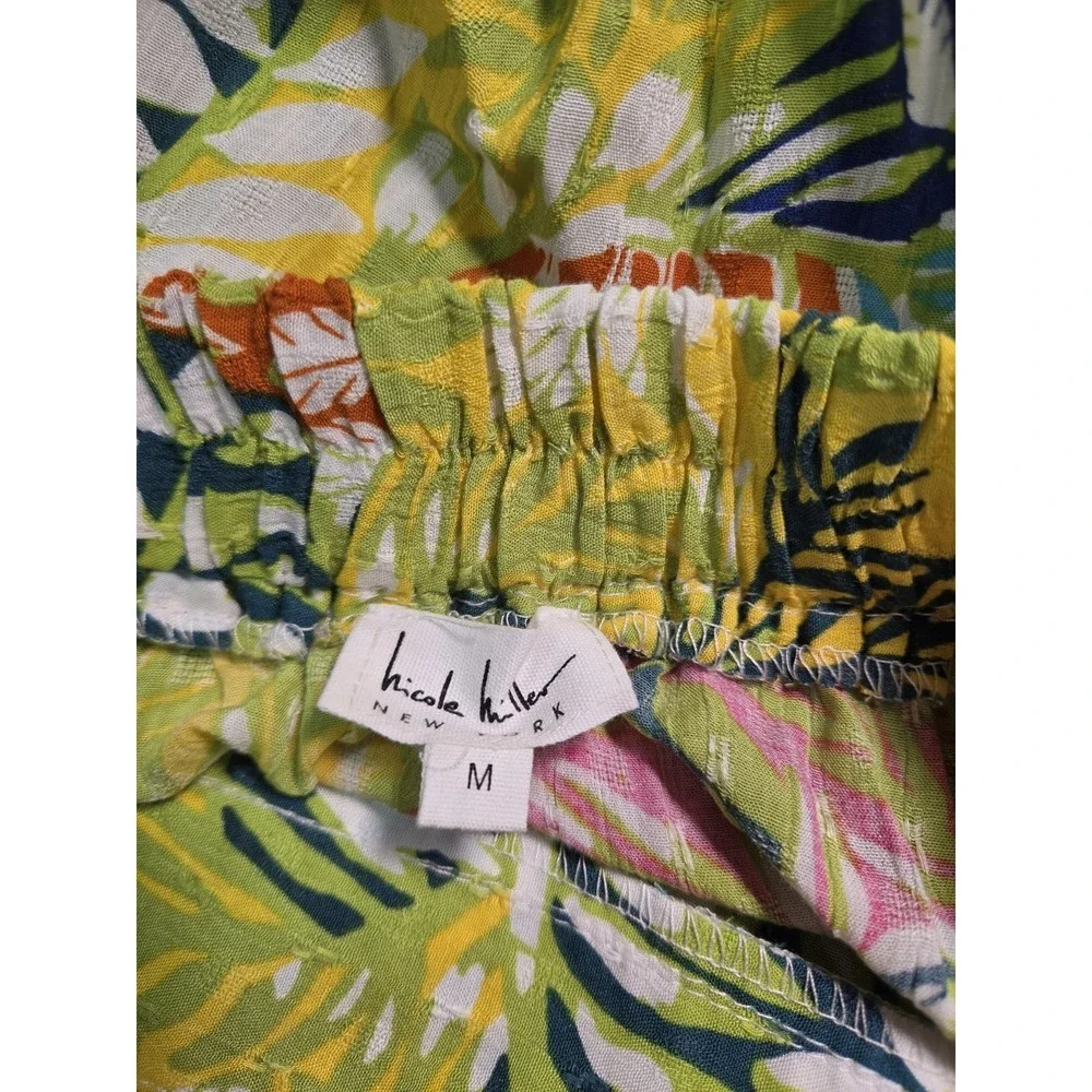 Nicole Miller NY Medium Restort  Vacation Wrap Skirt Tropical Gauzy Ruffle Palms